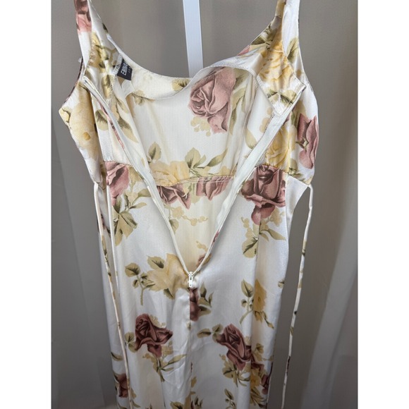 Y2K Vintage Floral Maxi Dress Spaghetti Strap Cinch Waist Bias Cut 00s-Small - Picture 6 of 6